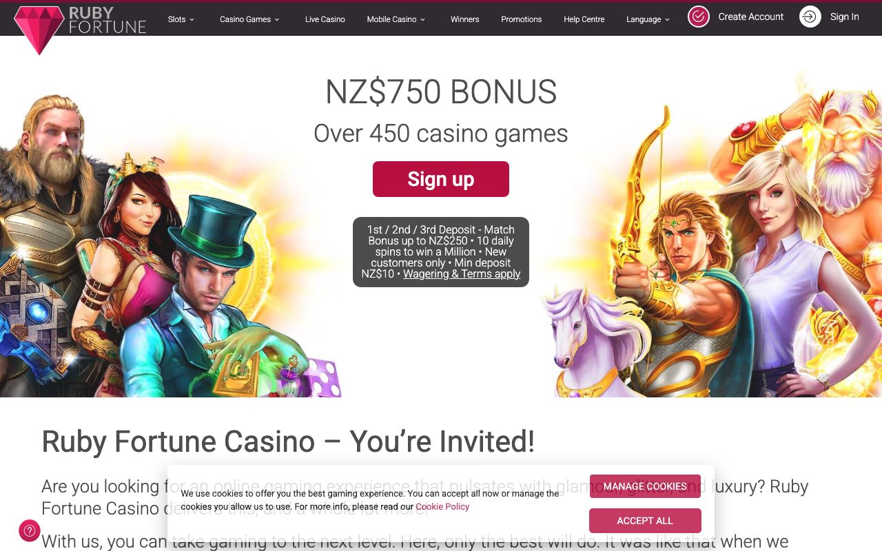 Ruby Fortune lobby screenshot